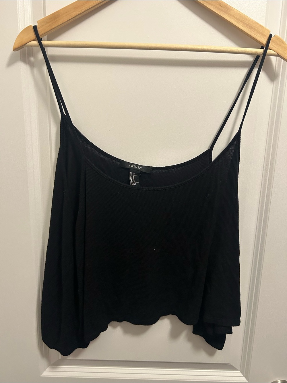 Forever 21 Black Spaghetti Strap Ribbed Tank Top XL